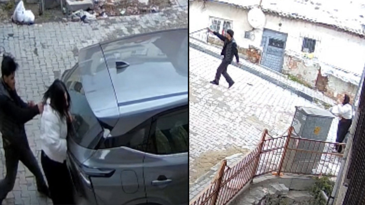 Sokakta çığlık! Darp ettiği eşinin başına silah dayadı!