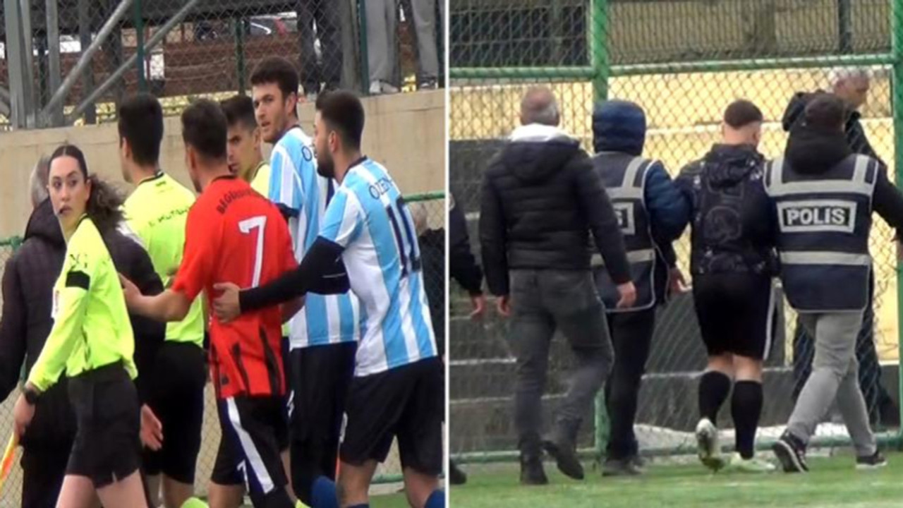 Futbolcu hakemi yumrukladı ortalık karıştı! Sahada gözaltına alındı...