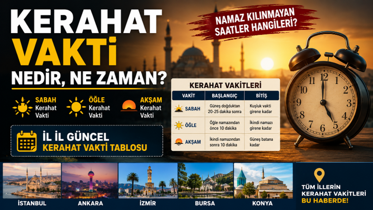 KERAHAT VAKTİ (VAKTİ KERAHAT DİYANET) 2026 || Kerahat vakitleri nelerdir, kerahat vakti ne zaman?
