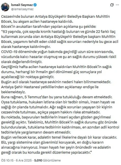 Muhittin Böcek acilen hastaneye kaldırıldı: 'Endişeyle açıklama bekliyoruz' - Resim : 1