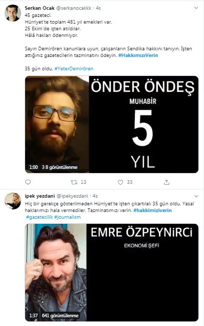 İşten çıkarılan Hürriyet gazetesi çalışanlarından kampanya: #HakkımızıVerin - Resim : 3