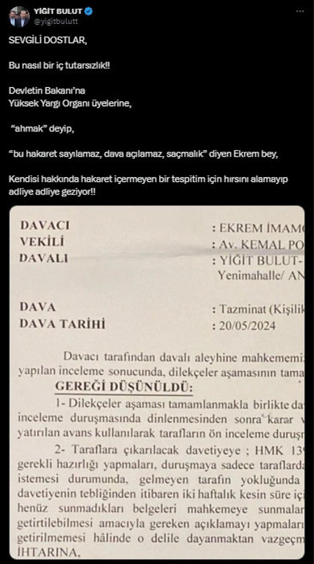 Ekrem İmamoğlu’ndan Yiğit Bulut’a dava - Resim : 2