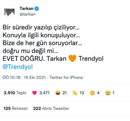 Tarkan ve Trendyol arasında uzun soluklu iş birlikteliği - Resim : 1