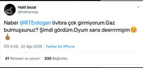 Halil Sezai gaz tweeti ile tartışma yarattı - Resim : 1
