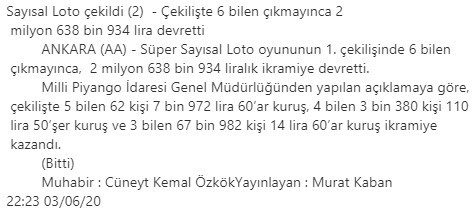 Anadolu Ajansı’ndan 'Sayısal Loto' skandalı! Herkesi ters köşe yaptı! - Resim : 1