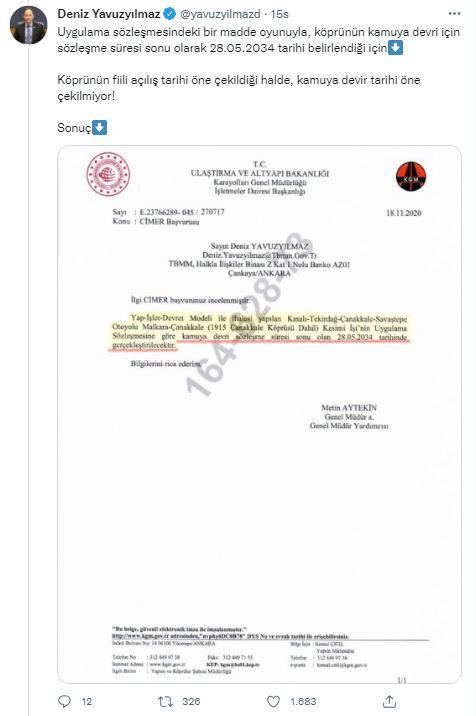 CHP’li Deniz Yavuzyılmaz'dan Çanakkale Köprüsü’nde büyük vurgun iddiası - Resim : 2