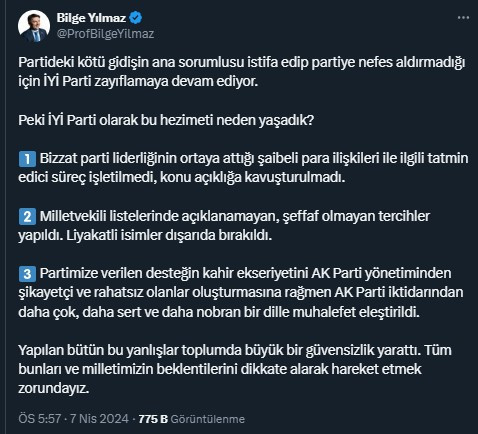 İYİ Parti'de sular durulmuyor: Prof. Dr. Bilge Yılmaz'dan Akşener'e sert sözler - Resim : 1