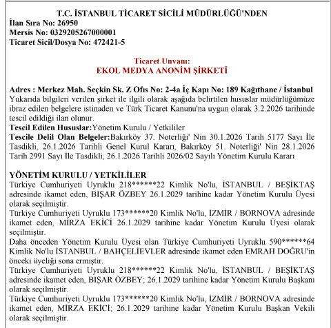 Ekol TV&rsquo;de baş d&ouml;nd&uuml;ren hamleler! Kanalın yeni sahibi bakın kim oldu? - Resim : 1