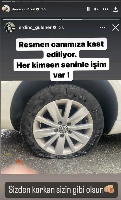 Ünlü oyuncu Deniz Uğur'a saldırı! Aracının lastiği kesildi - Resim : 1