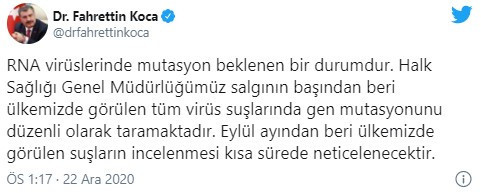 Bakan Koca’dan mutasyon açıklaması - Resim : 1