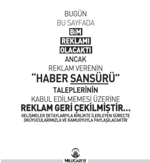 Milli Gazete BİM'in "sansür" talebini ifşa etti - Resim : 1