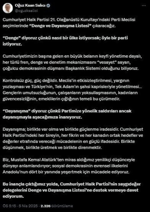 CHP Kurultayında liste yarışı kızışıyor: Özgür Özel'e rakip liste çıktı - Resim : 1
