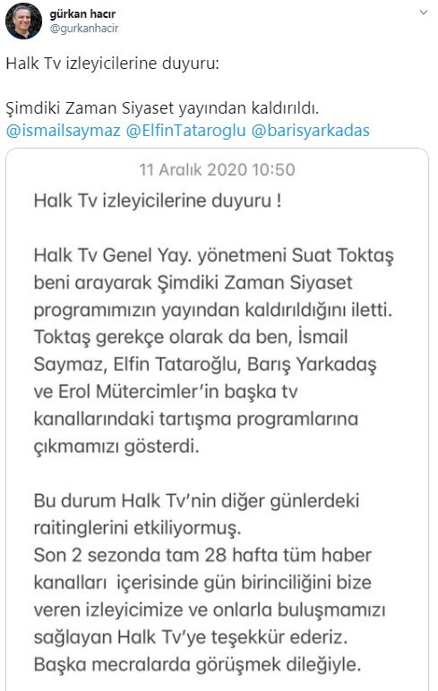 Halk TV’de o program yayından kaldırıldı! Gerekçesi çok ilginç! - Resim : 1