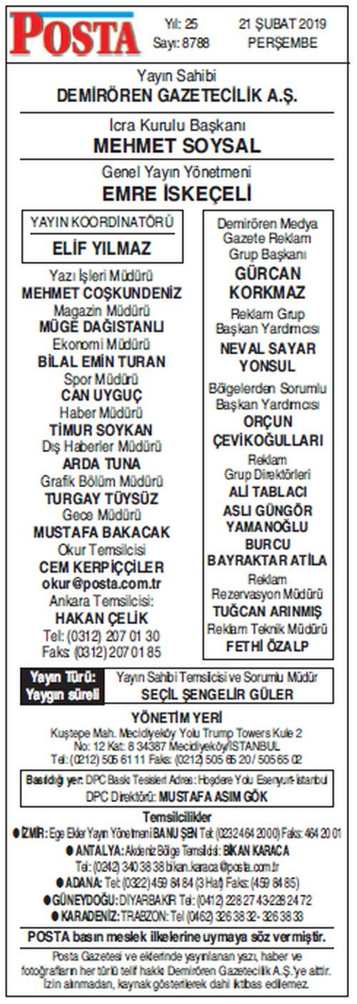 Posta Gazetesi’nde künye değişikliği! Hangi isim künyeye girdi? - Resim : 1