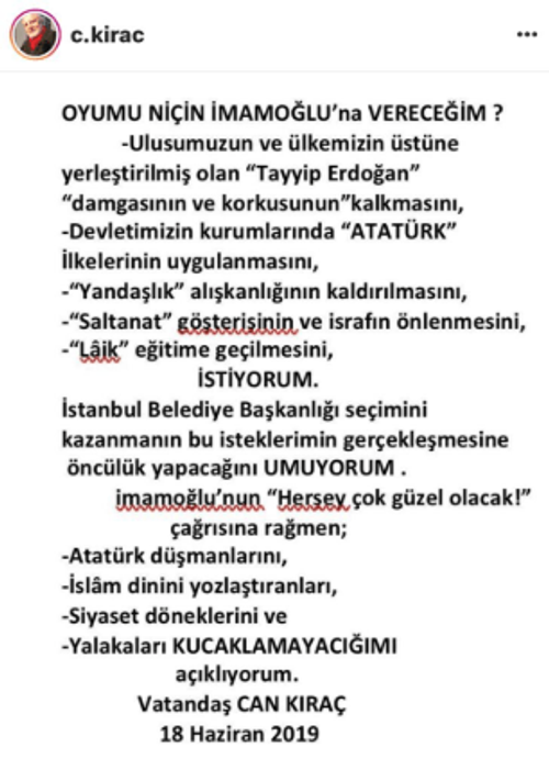 Ünlü iş adamı Can Kıraç açıkladı! Oyumu neden İmamoğlu'na vereceğim? - Resim : 1