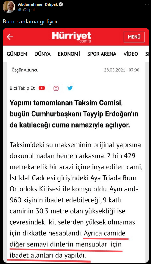 Yeni Şafak yazarı Karagül ile Yeni Akit yazarı Dilipak arasında Taksim Camii tartışması! - Resim : 1