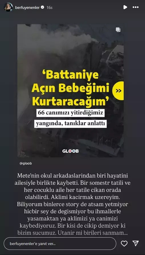 Berfu Yenenler'in yangın faciasında acı kaybı: Aklımı kaçırmak üzereyim - Resim : 1