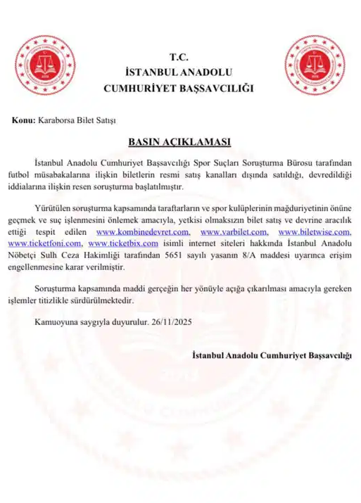 Futbolda karaborsa bilet operasyonu: 5 siteye erişim engeli - Resim : 1
