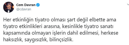 Ünlü sanatçıdan yeni tiyatro tartışması: 'Saygısızlık ve bilinçsizlik' - Resim : 1