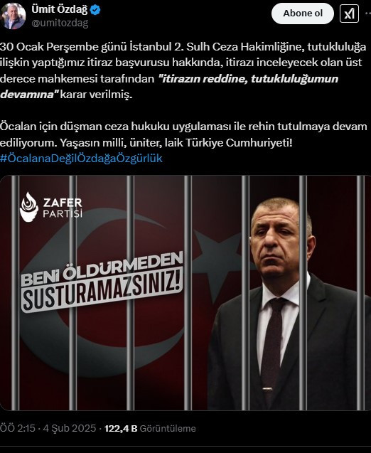Ümit Özdağ'ın tutukluluğuna yapılan itiraz reddedildi - Resim : 1