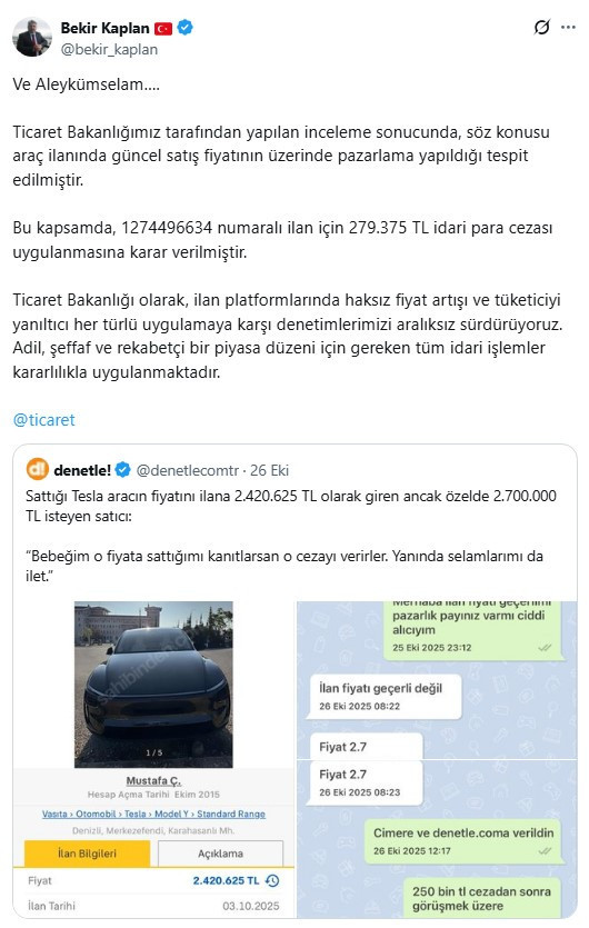 'Selamlarımı da ilet' demişti: Aracına fiyat farkı isteyen satıcıya ceza - Resim : 1