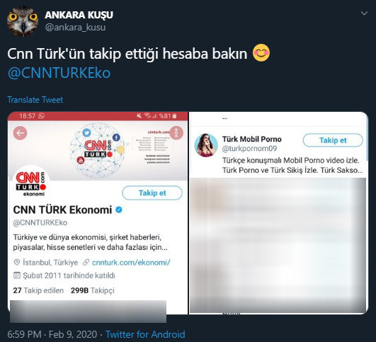 'Ankara Kuşu' paylaştı... Bir 'erotik' hesap skandalı da CNN Türk'ten! - Resim : 1