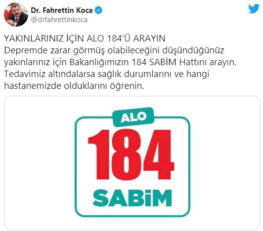 Bakan Koca'dan depremle ilgili önemli çağrı - Resim : 1