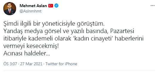 İyi Partili Mehmet Aslan'dan flaş iddia! Yandaş medya kadın cinayetlerini görmeyecek! - Resim : 1