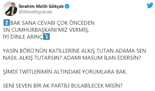 Melih G&ouml;k&ccedil;ek'ten B&uuml;lent Arın&ccedil;'a sert tepki: Sen ne bi&ccedil;im AK Partilisin? - Resim : 2