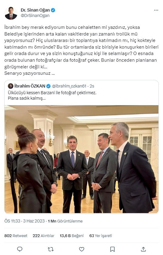 Sinan Oğan'dan İYİ Partili Özkan'a 'Barzani' yanıtı: 'Senaryo yazıyorsunuz…' - Resim : 1