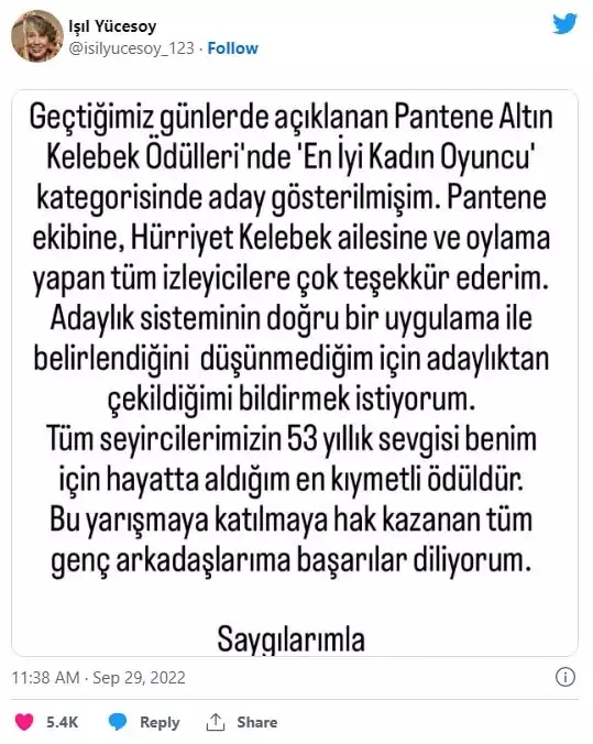 O oyuncular da Altın Kelebek Ödülleri’nden çekildi - Resim : 1