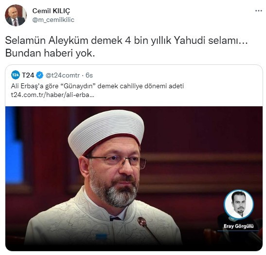 Ali Erbaş'a göre 'Günaydın' demek Cahiliye Dönemi adetiymiş! - Resim : 1