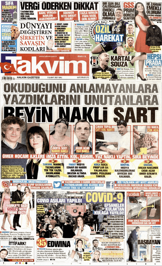 Takvim'den kendisini eleştirenlere olay yanıt! Beyin nakli şart! - Resim : 1