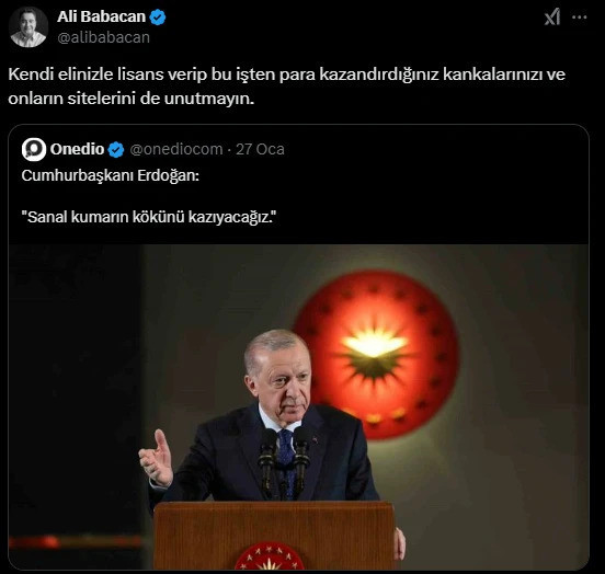 Babacan'dan Erdoğan'a 'sanal bahis' mesajı: Kankalarınızı unutmayın - Resim : 1