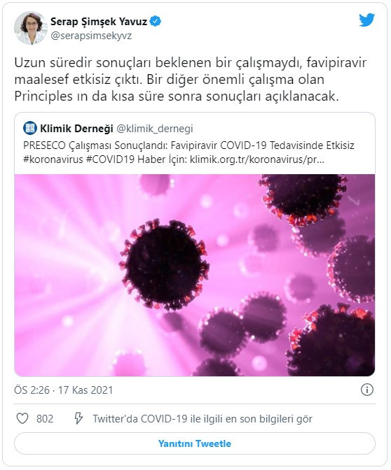 Bilim Kurulu üyesi açıkladı! Koronavirüs tedavisinde kullanılan o ilaç etkisiz çıktı - Resim : 1