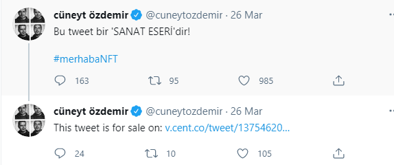 Türkiye'de bir ilk! Cüneyt Özdemir “Bu Tweet Bir ‘Sanat Eseri’dir” tweetini kaça sattı? - Resim : 1