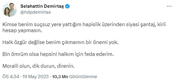 Demirtaş'ın "Siyasi şantaj" paylaşımının sırrı! Arka planında Ümit Özdağ'ın şartı var - Resim : 1