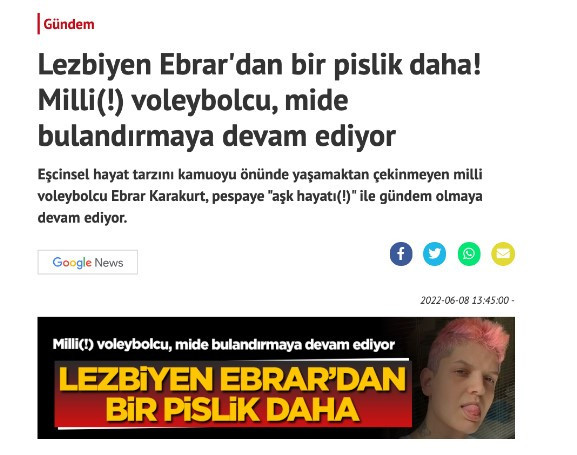 Yeni Akit gazetesi bu kez millî voleybolcu Ebrar Karakurt'u hedef aldı - Resim : 1
