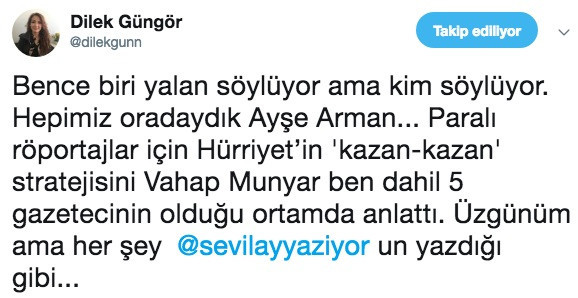 Sabah yazarı Dilek Güngör: Vahap Munyar Ayşe Arman'ın yaptıklarını anlatırken oradaydım - Resim : 1