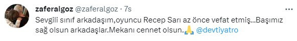 Oyuncu Recep Sarı hayatını kaybetti - Resim : 1