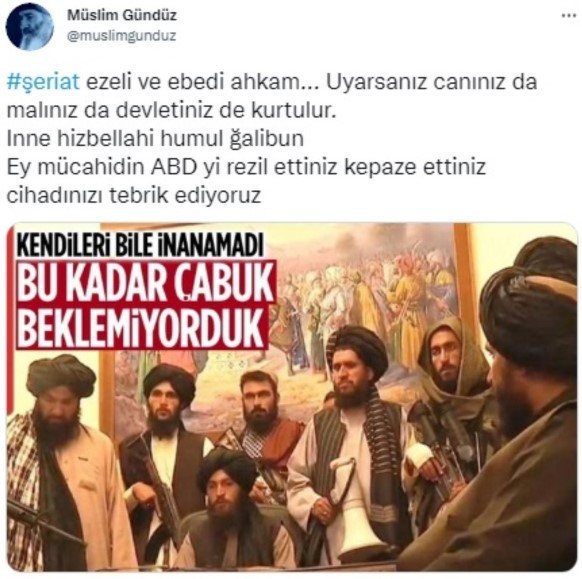 Taliban'ın Kabil 'zafer'i Aczmendileri sevindirdi: "Ey kahramanlar, cihadınızı tebrik ediyoruz" - Resim : 1
