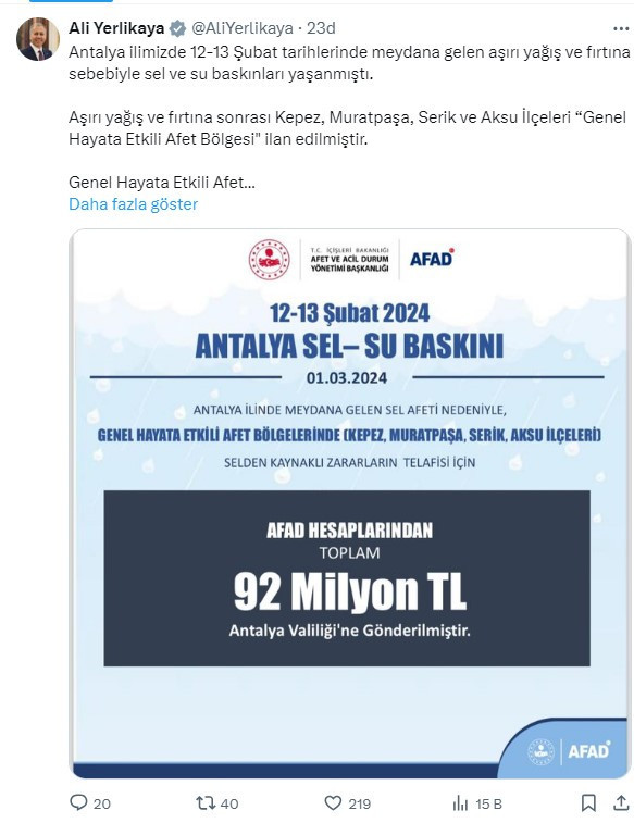 Antalya'da 4 ilçe afet bölgesi ilan edildi - Resim : 1