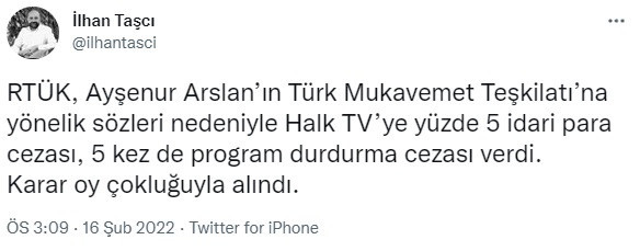 RTÜK’ten Halk TV’ye Ayşenur Arslan cezası - Resim : 1