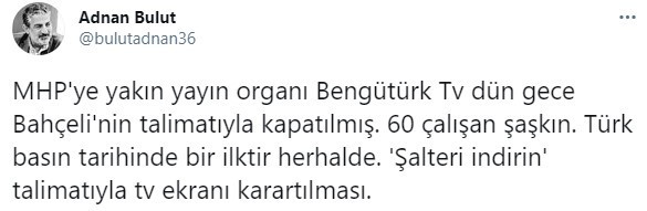 Medyada flaş gelişme! Bengütürk TV bir gecede kapatıldı! 60 çalışan işsiz! - Resim : 1
