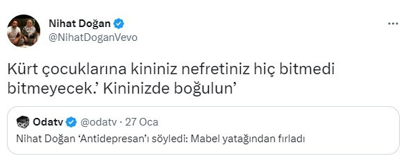 Nihat Doğan'dan Oda Tv'ye 'antidepresan' tepkisi: Kürt çocuklarına kininiz bitmedi - Resim : 1
