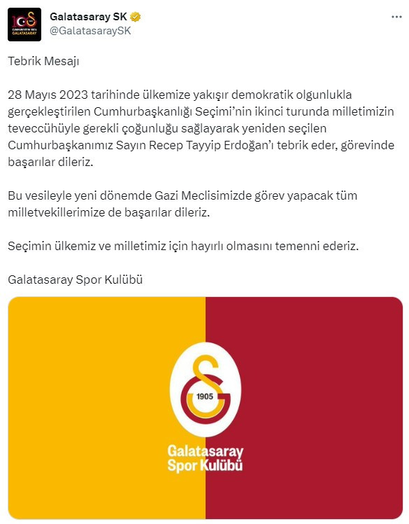 Süper Lig'in devleri, Cumhurbaşkanı Erdoğan'ı tebrik etti - Resim : 4
