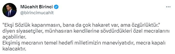AK Partili Mücahit Birinci'den 'Ekşi Sözlük' açıklaması: Kapalı kalacaktır - Resim : 1
