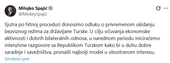 Başbakan paylaştı: Türklerin en çok ziyaret ettiği ülke vize getiriyor! - Resim : 1