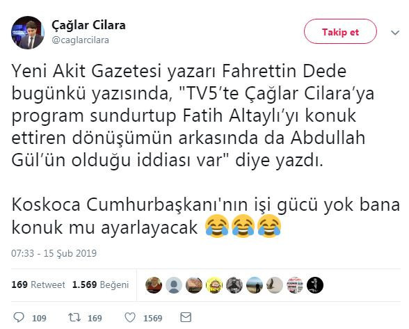 Çağlar Cilara'dan Akit yazarının o iddialarına yanıt: Koskoca Cumhurbaşkanı'nın işi gücü yok... - Resim : 1