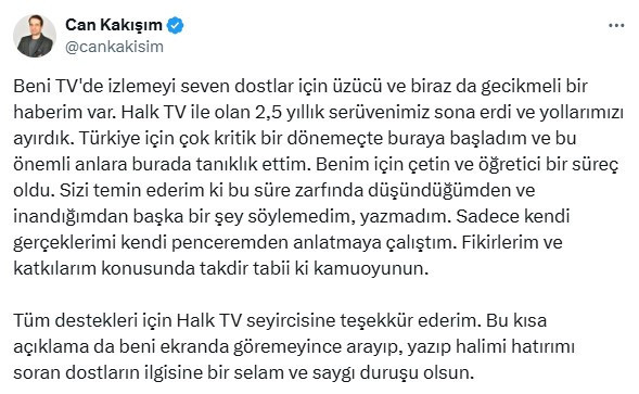 Halk TV'nin ünlü yorumcusu kanala veda etti: '2.5 yıllık serüvenimiz sona erdi' - Resim : 1